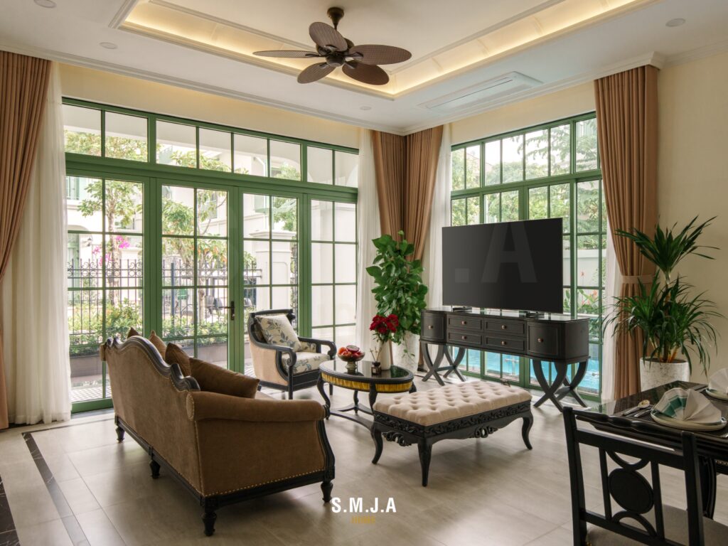 Thi công biệt thự Indochine đẹp chuẩn
