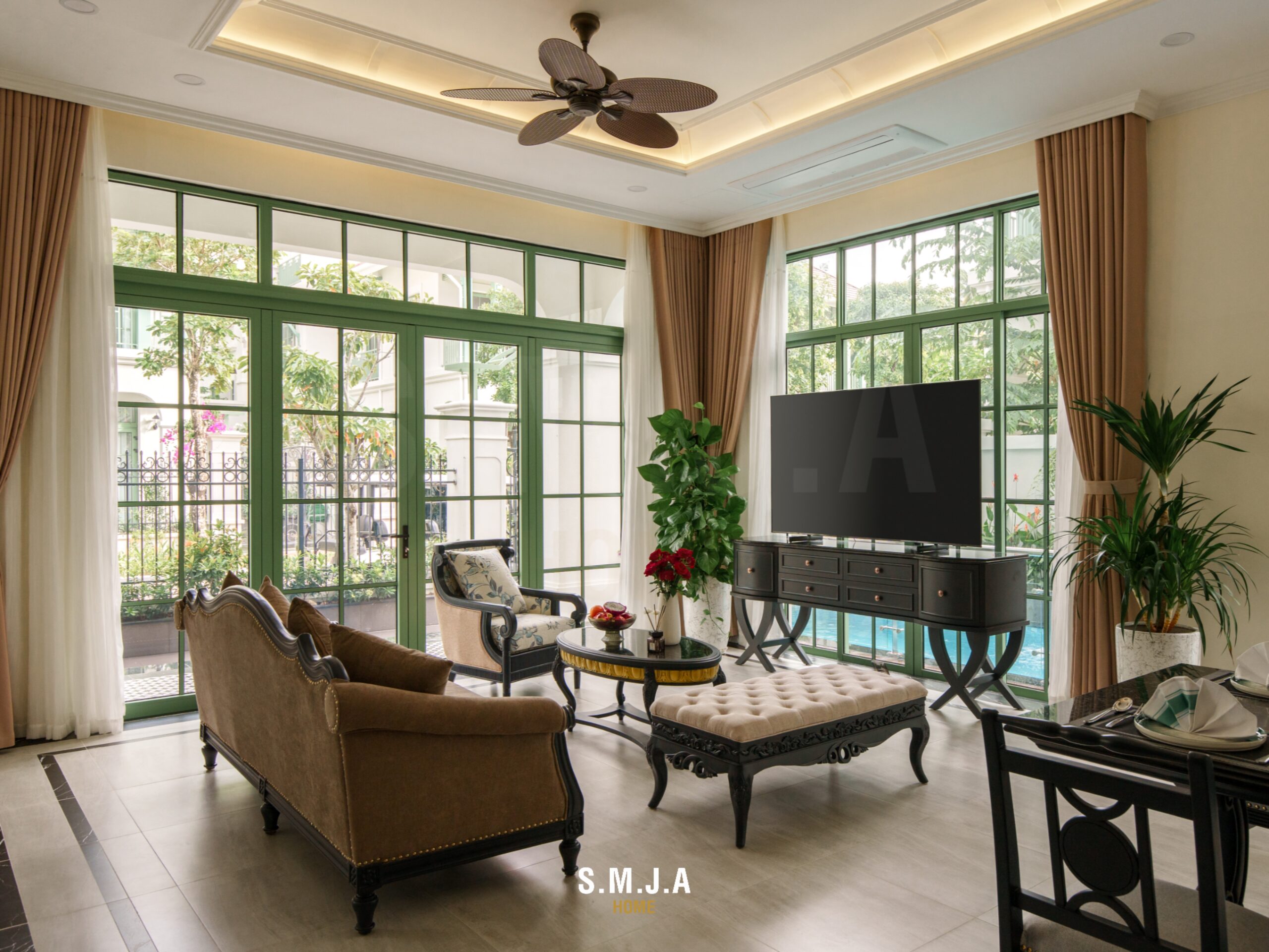 Thi công biệt thự Indochine đẹp chuẩn