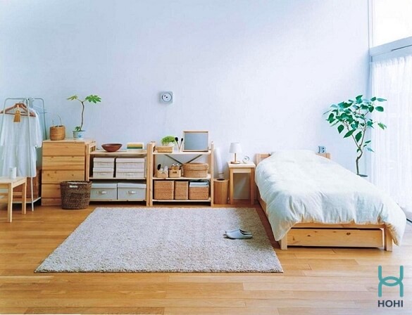 Nội thất bằng gỗ là một trong những điểm trong trang trí phòng ngủ theo kiểu Hàn