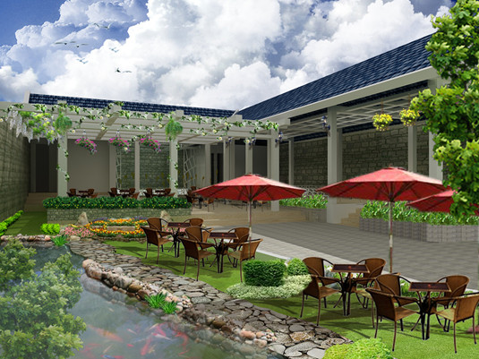 thiết kế nội thất Quán cafe theo phong cách sân vườn