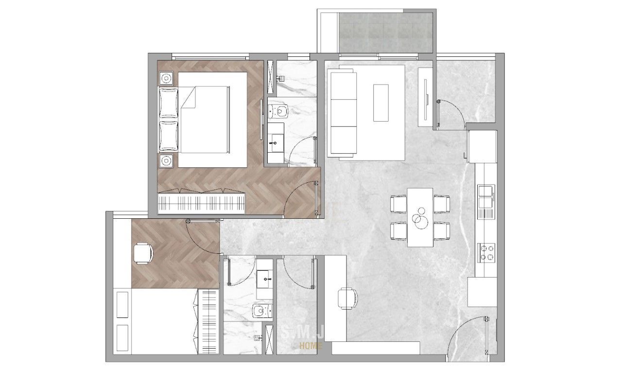 Thiết kế nội thất căn hộ Celadon City 78m2 - 2 phòng ngủ đẹp