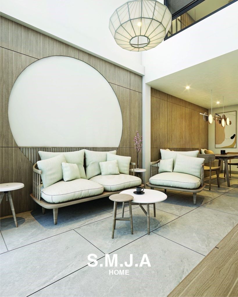 Thiết kế và thi công nhà phố hiện đại với phòng khách tinh giản, tiết kiệm diện tích