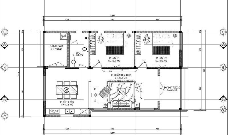 Mẫu nhà cấp 4 2 phòng ngủ đẹp và tiện lợi