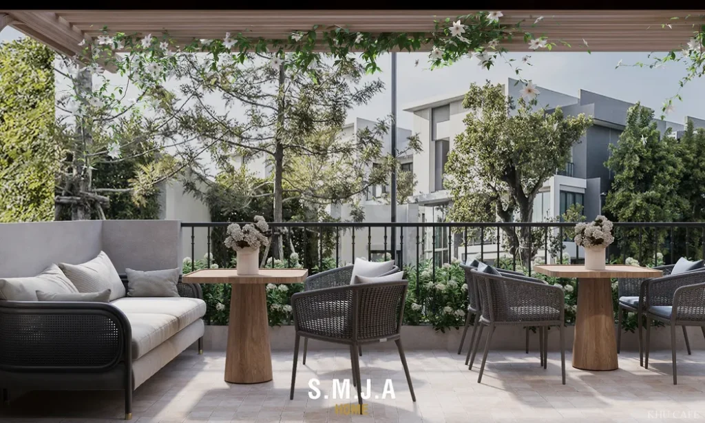 <span style="font-family: tahoma, arial, helvetica, sans-serif;">Góc sofa êm ái dưới giàn hoa, nơi lý tưởng để thư giãn và tận hưởng không khí trong lành</span>