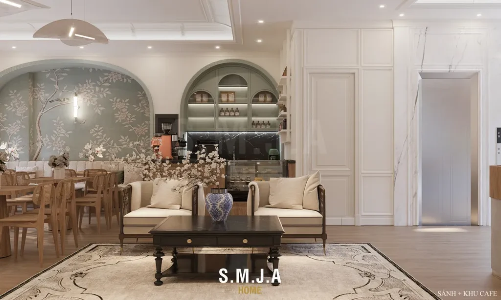 <span style="font-family: tahoma, arial, helvetica, sans-serif;">Góc sảnh chờ sang trọng kết hợp khu vực quầy cafe tiện dụng</span>