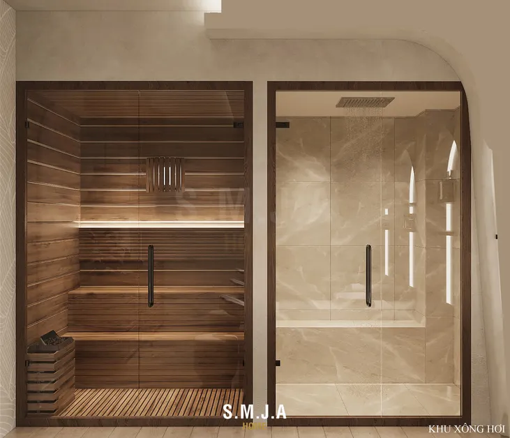 <span style="font-family: tahoma, arial, helvetica, sans-serif;">Sảnh đón khu Wellness đầy kiêu hãnh với hệ tủ gỗ sồi may đo và điểm nhấn họa tiết lá Tropical đặc trưng</span>