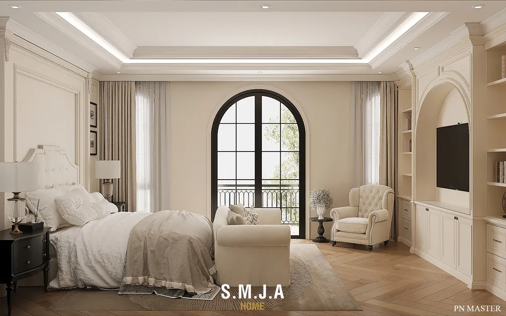 <span style="font-family: tahoma, arial, helvetica, sans-serif;">Thiết kế phòng ngủ Master trong nhà phố Tân cổ điển đẳng cấp</span>