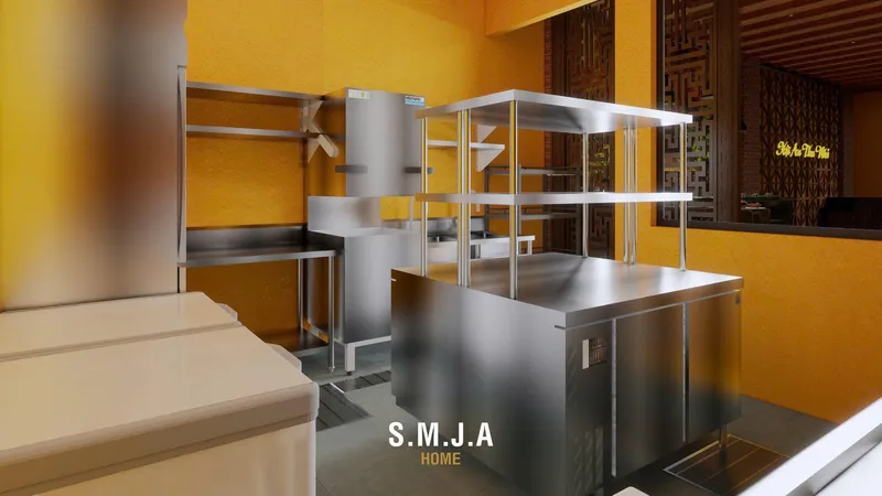Thiết kế bố trí thiết bị khu vực bếp nhà hàng phong cách Hội